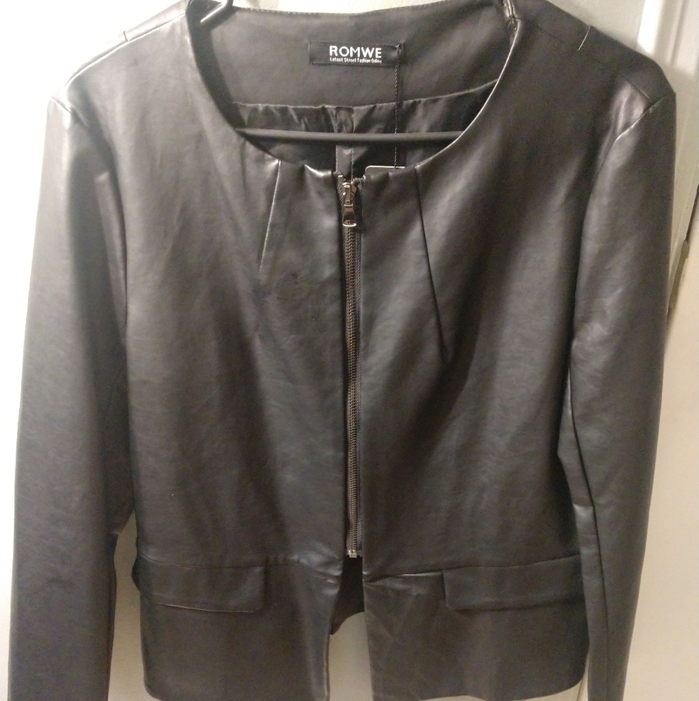 Leather Ruffled Jacket